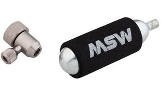 MSW Jetstream Kit with Jetstream Adjustable Inflation Head, one 38g CO2 cartridge, and Protective Sleeve