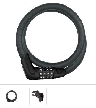 ABUS Combination Cable Lock Steel-O-Flex Tresor 6615C: 85cm x 15mm With Mount, Black
