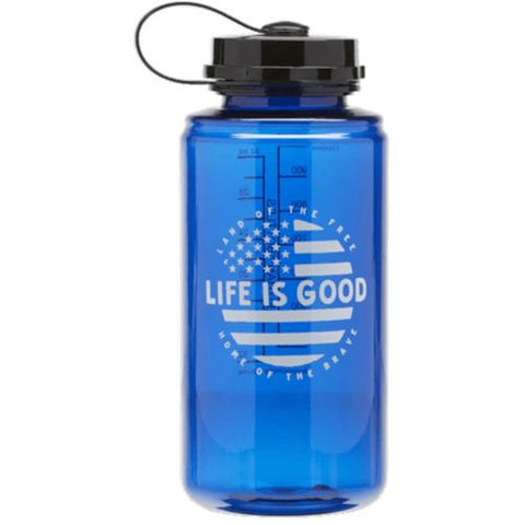 Life Is Good Water Bottle Circle Flag DstBlu